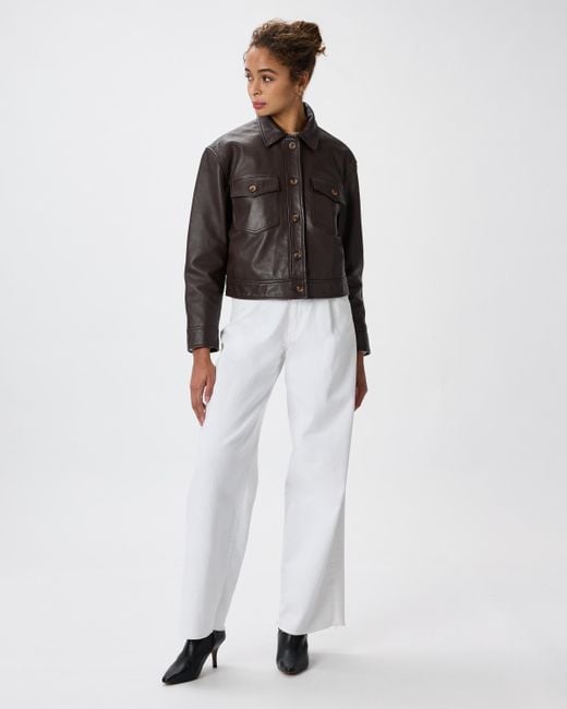 Quince Brown Cropped Jacket, Leather
