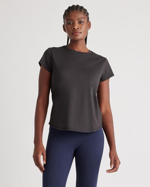 Quince Black Flowknit Breeze Tee, 100% Polyester