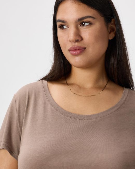 Quince Natural Cotton Modal Scoop Neck Tee, Cotton/Modal