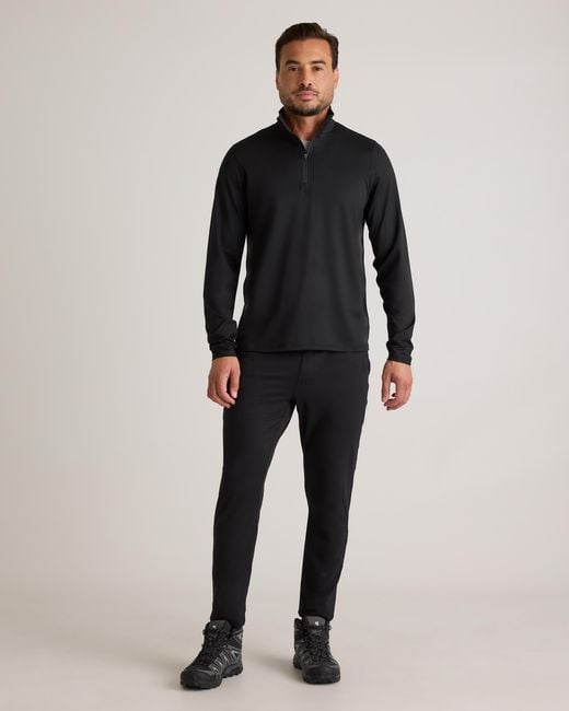 Quince Black Flowknit Performance Half-Zip, Recycled Polyester for men