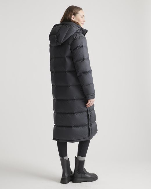 Quince Black Responsible Down Long Puffer Jacket, Recycled Polyester