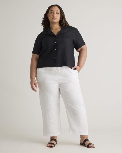 Quince Black 100% European Linen Short Sleeve Shirt