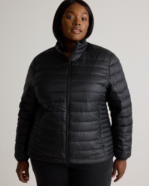 Quince Black Lightweight Down Packable Puffer Jacket, Recycled Polyester