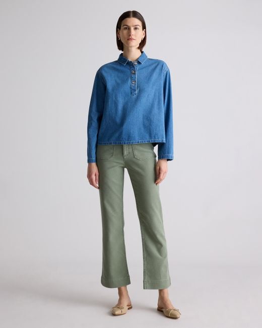 Quince Green French Terry Wide Leg Pants, Cotton
