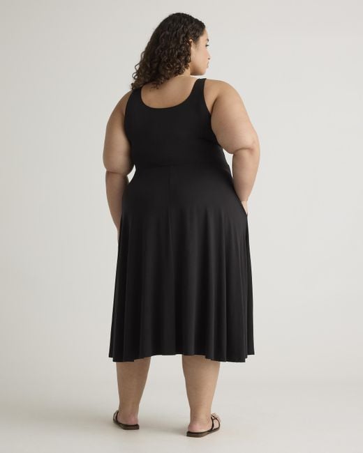 Quince Tencel Jersey Fit & Flare Dress in Black | Lyst