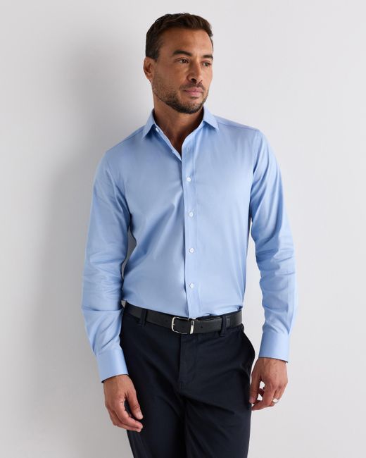 Quince Blue Stretch Twill Dress Shirt, Organic Cotton for men