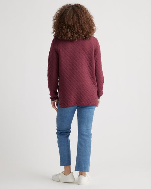 Quince Red Reversible Quilted Pullover, Organic Cotton