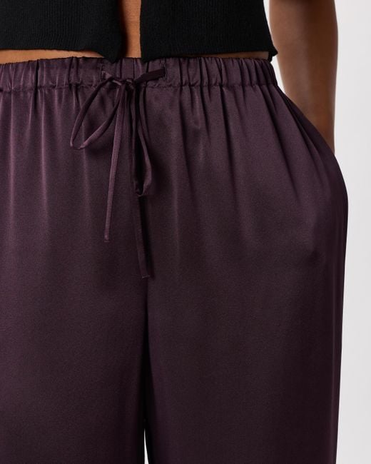 Quince Purple Drawstring Wide Leg Pants, Silk
