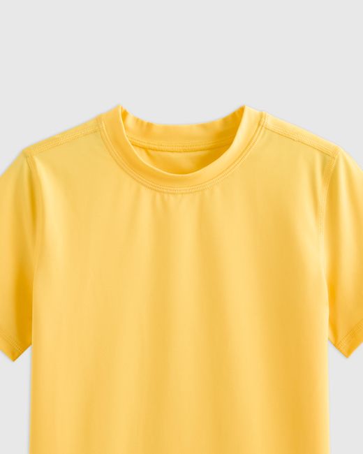 Quince Yellow Short Sleeve Rash Guard Top, Recycled Polyester Spandex