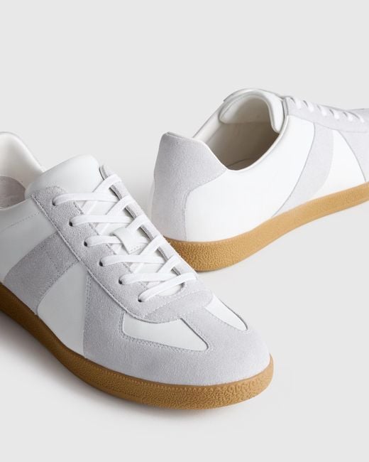 Quince Italian Leather & Suede Lifestyle Trainer in White  display picture 1