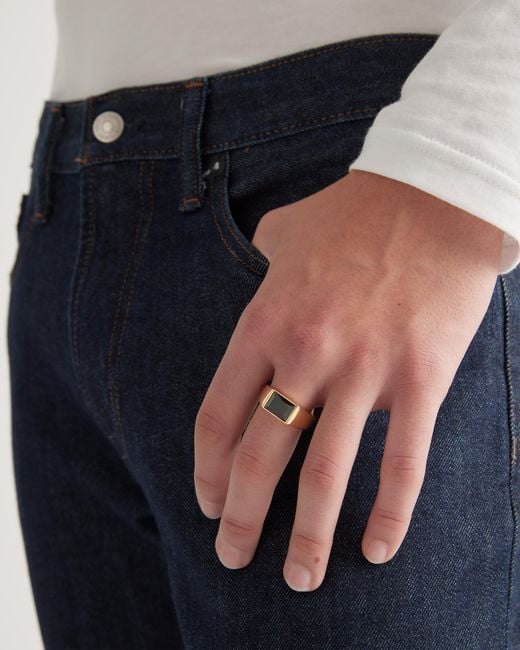 Quince Natural Onyx Rectangular Ring for men