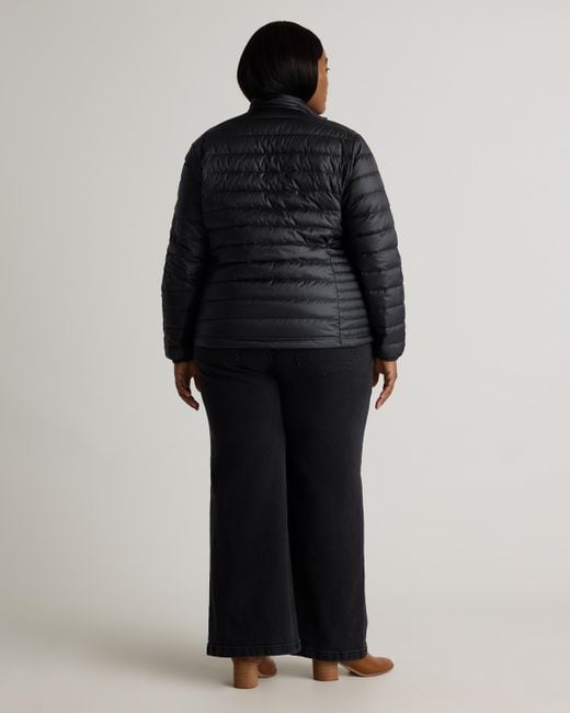 Quince Black Lightweight Down Packable Puffer Jacket, Recycled Polyester