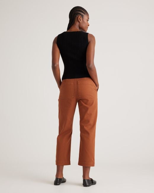 Quince Organic Stretch Cotton Twill Straight Leg Cropped Pants in