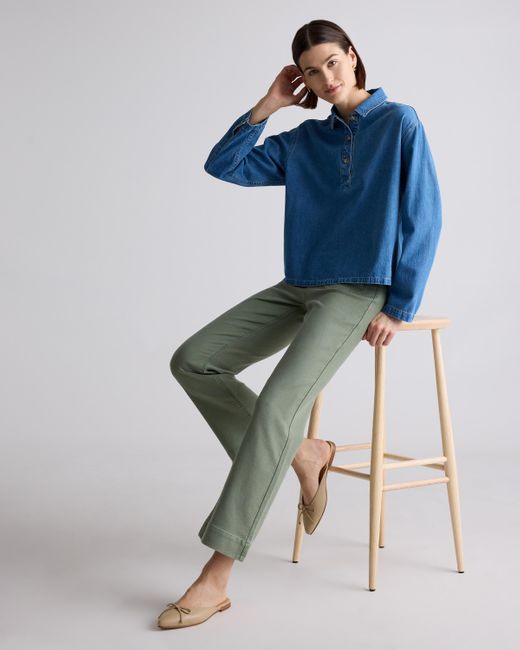Quince Green French Terry Wide Leg Pants, Cotton