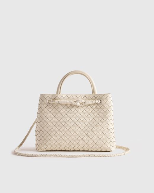 Quince Natural Italian Leather Handwoven Mini Satchel