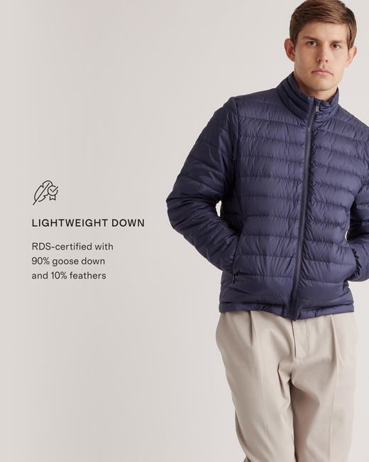 Quince Blue Lightweight Down Packable Puffer Jacket, Recycled Polyester for men