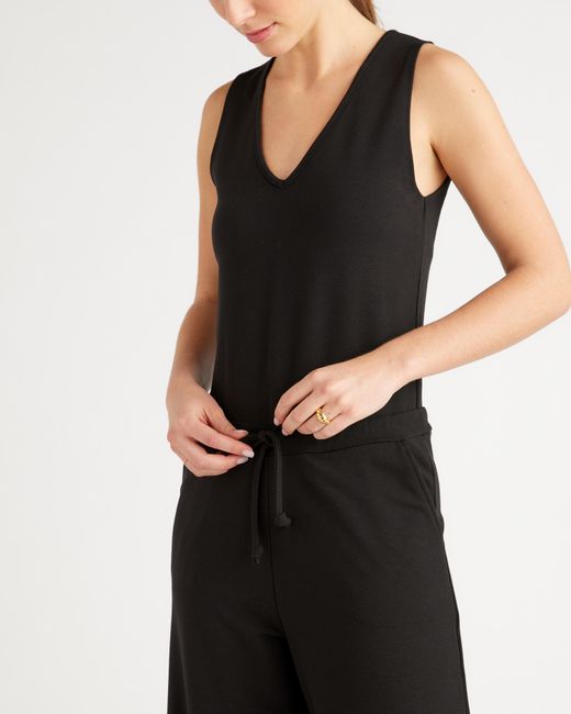 Quince Black French Terry Modal Jumpsuit, Lenzing Modal
