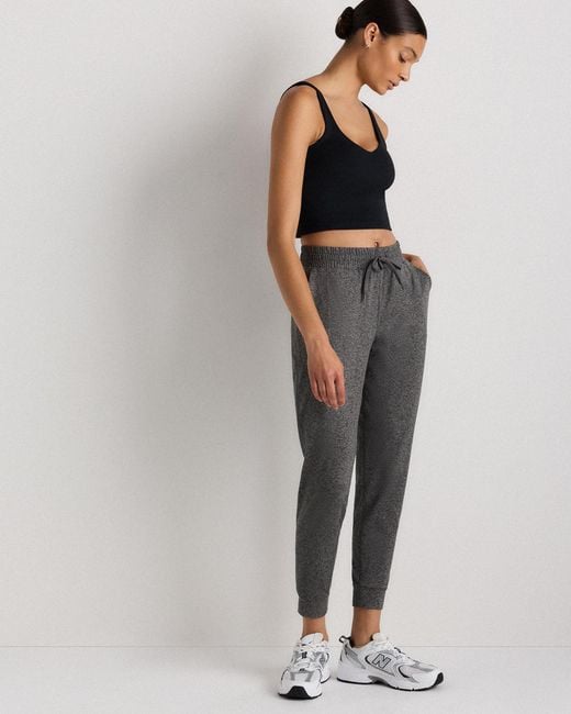 Quince Gray Flowknit Mid-Rise Joggers, Recycled Poly With Stretch
