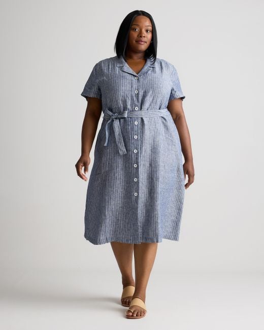 Quince 100% European Linen Button Front Dress in Gray | Lyst Quince 100% European Linen Button Front Dress in Gray | Lyst