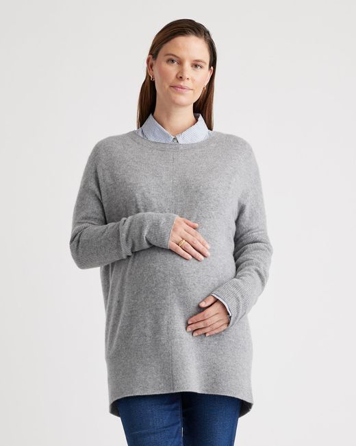 Quince Gray Mongolian Cashmere Maternity Oversized Batwing Sweater