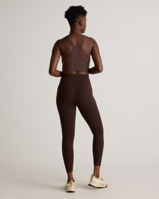 Quince Brown Power-Up High-Rise Training Legging, Nylon/Spandex