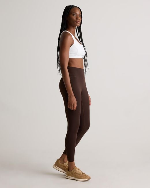 Quince Brown Power-Up High-Rise Training Legging, Nylon/Spandex