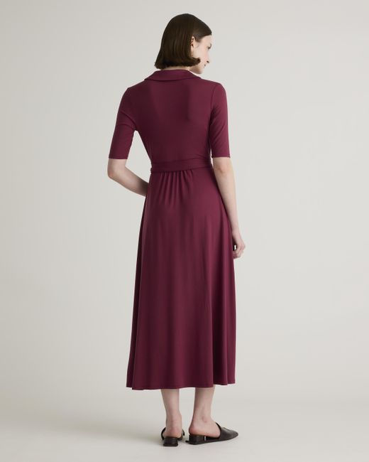 Quince Red Tencel Jersey Midi Wrap Dress