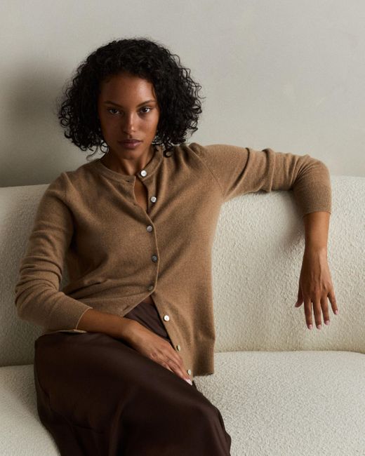 Quince Blue Mongolian Cashmere Cardigan Sweater