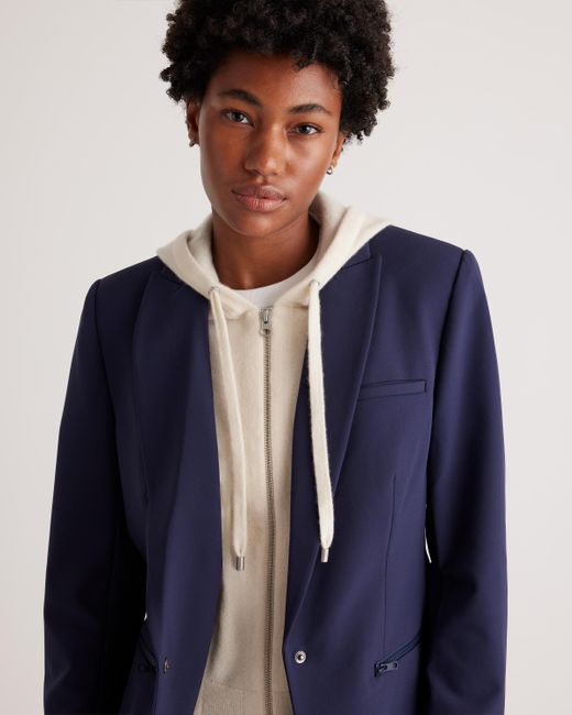 Quince Blue 100% Mongolian Cashmere Hoodie Blazer Insert