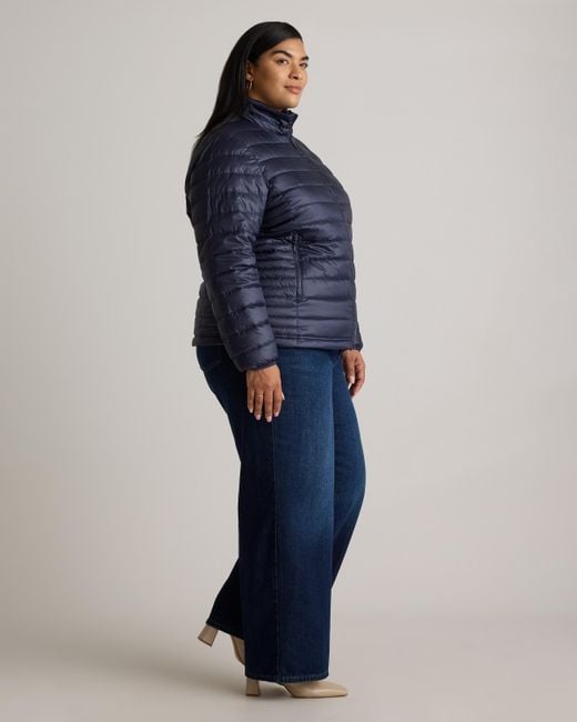 Quince Blue Lightweight Down Packable Puffer Jacket, Recycled Polyester