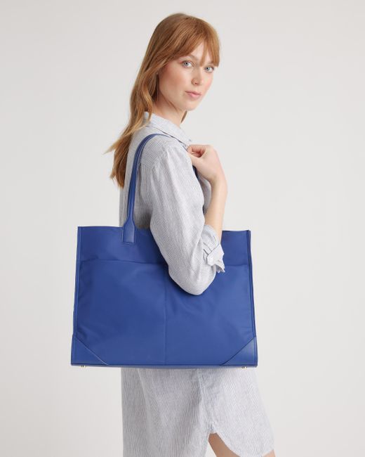 Quince Blue Revive Nylon Large Tote