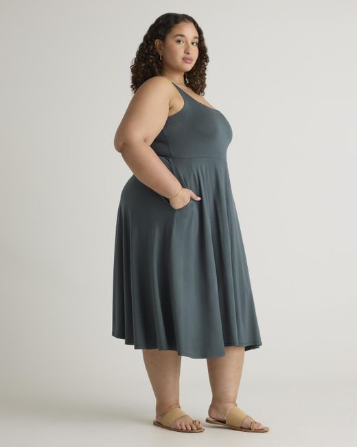 Quince Blue Tencel Jersey Fit & Flare Dress