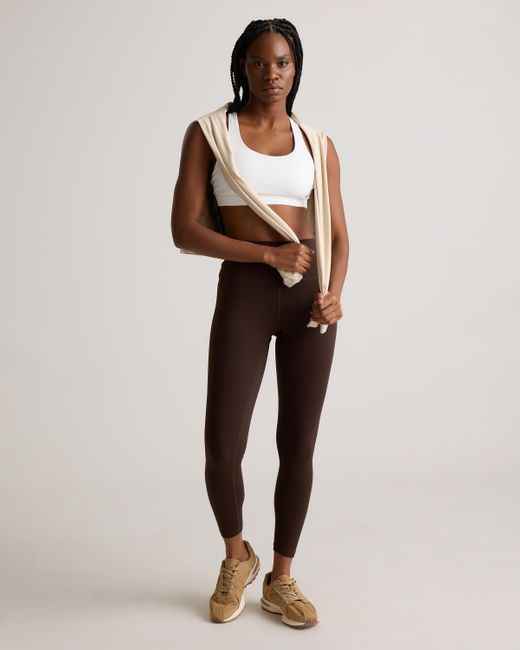 Quince Brown Power-Up High-Rise Training Legging, Nylon/Spandex