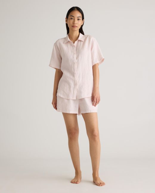 Quince Natural 100% European Linen Shorts Pajama Set