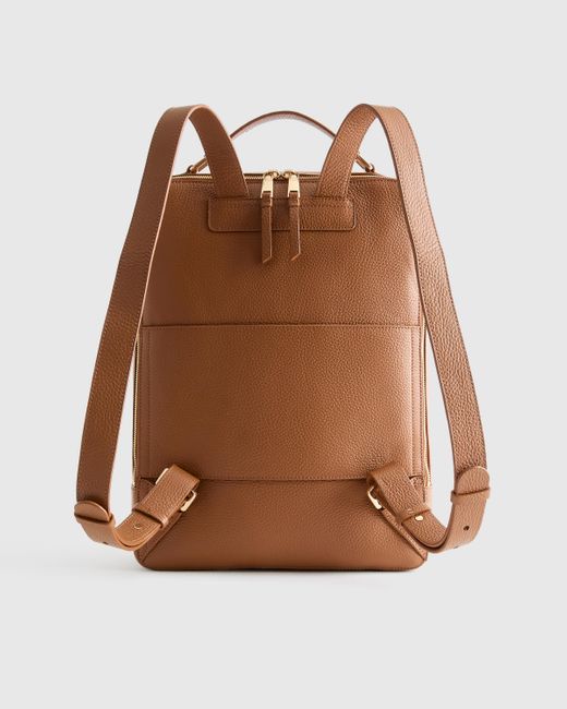 Quince Brown Italian Leather Laptop Backpack