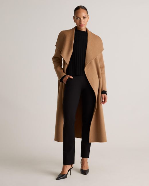 Quince Natural Double-Faced Merino Wool Draped Collar Wrap Coat, Wool/Nylon