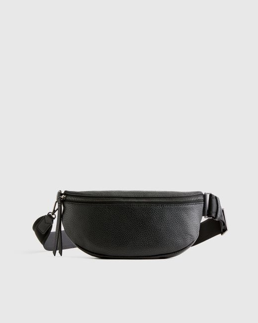 Quince Black Italian Pebbled Leather Sling Bag, Italian Leather