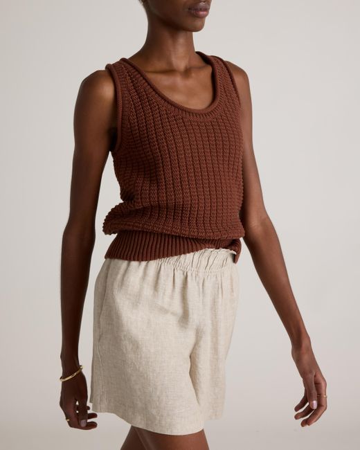 Quince Natural 100% European Linen High Waisted Shorts