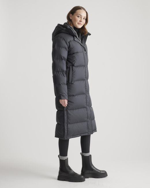 Quince Black Responsible Down Long Puffer Jacket, Recycled Polyester