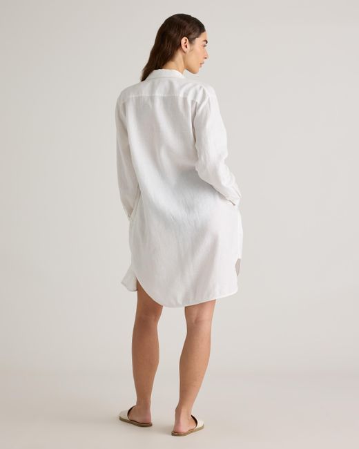 Quince White 100% European Linen Shirt Dress, Organic Linen