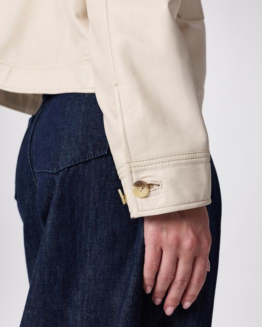 Quince Natural Cropped Jacket, Leather