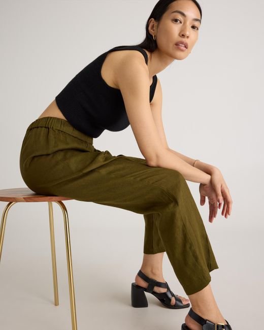 Quince Green 100% European Linen Tapered Ankle Pants