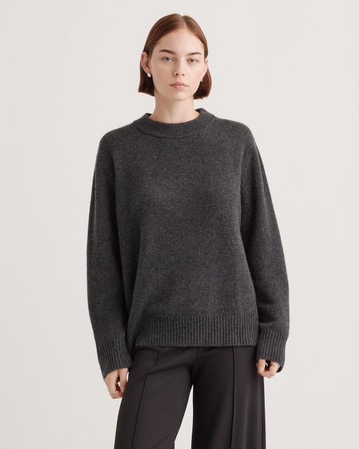 Quince Gray Mongolian Cashmere Oversized Crewneck Sweater