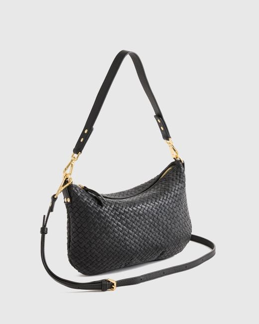 Quince White Italian Handwoven Leather Mini Shoulder Bag, Italian Leather