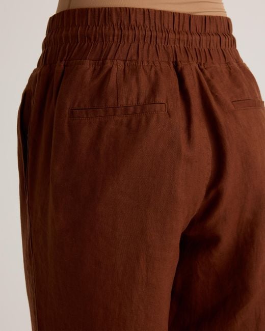 Quince Brown 100% European Linen Wide Leg Pants