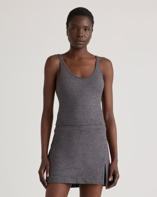 Quince Gray Ultra-Soft Strappy Cropped Tank Top, Polyester