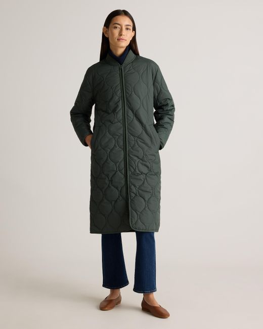 Quince Multicolor Featherless Quilted Puffer Long Coat, Recycled Polyester