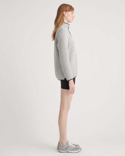 Quince Gray Reversible Quilted Pullover, Organic Cotton