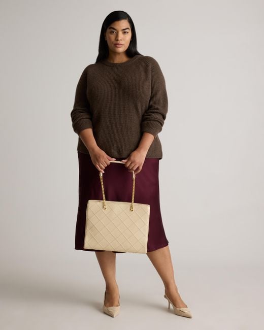 Quince Natural Italian Leather Diamond Stitch Tote