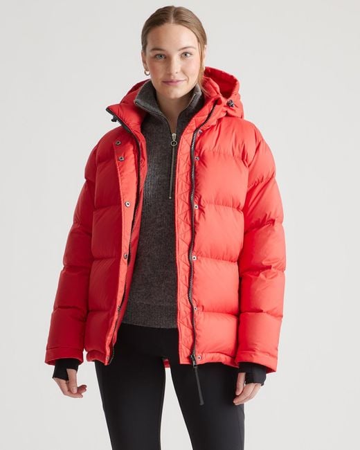 Quince Red Responsible Down Puffer Jacket, Recycled Polyester